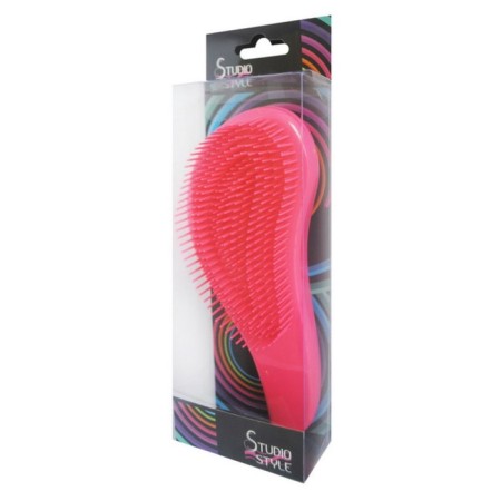 Studio style hair brush “Tizer”, large, with soft teeth, mix-4