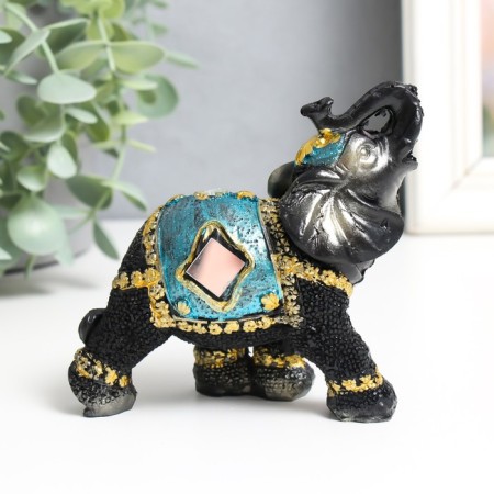 Souvenir Polystone "Elephant in Blue Popone with brushes and mirrors" h = 10; 8; 7; 6; 5.2; 4.9; 4.5 cm-2