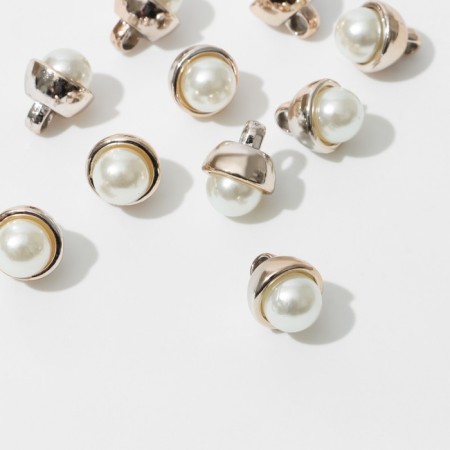 Pearl-suspension “Pearl” Bell 1.7 × 1.4 × 0.7 cm, (set10 pcs.), White color in gold
