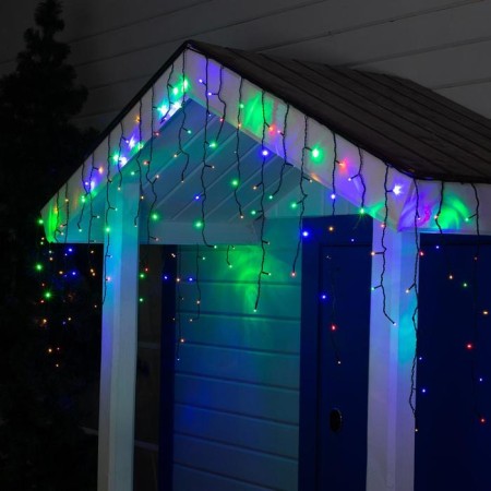 Garland "fringe" 3 × 0.6 m, IP44, UMS, dark thread, 160 LED, glow of multi, 220 V