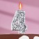 Candle in the cake "Squeezes", number "4", silver, 6.5x4