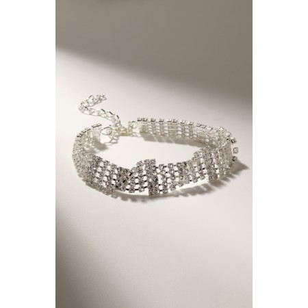 Bracelet with rhinestones "Bright" square, white color in silver, 18 size-3