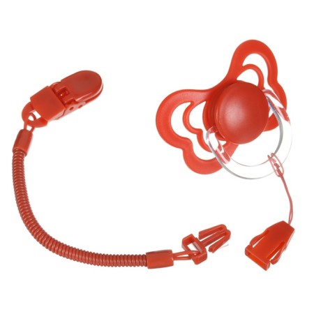 Nipple - orthodontic dummy, silicone, +6 months, with a holder, cherry color-8