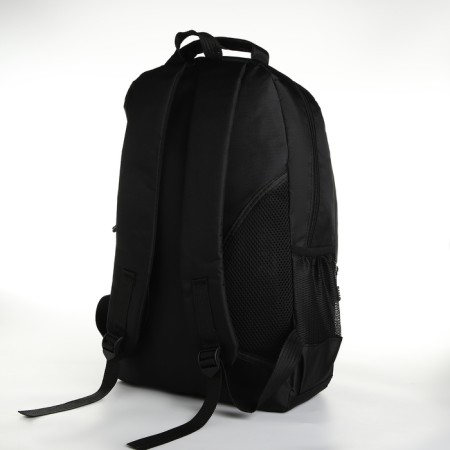Youth backpack from textiles on lightning, 4 pockets, black/blue color-3