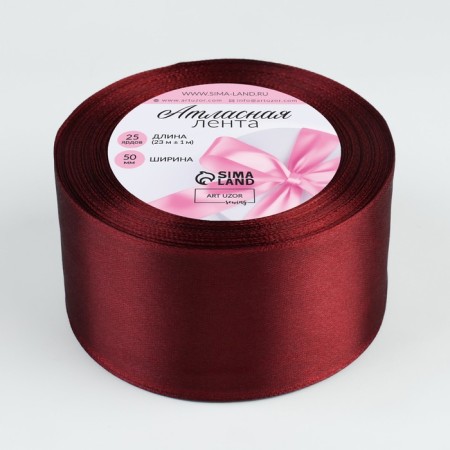 Satin tape, 50 mm × 23 ± 1 m, wine vene # 165-1