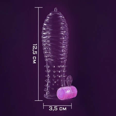 Massage Oka-hoods, ribbed, with clitoris vibroostimulation, gel silicone-4