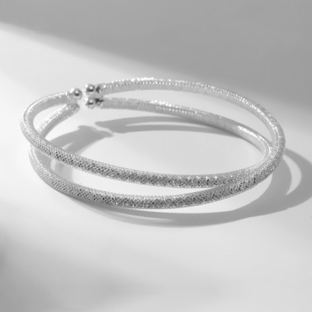 Bracelet with rhinestones "Illusion" 2 rows, white color in silver-2