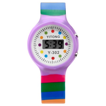 Watch of washing electronic, children's "pea", silicone strap, L-22 cm, purple-3