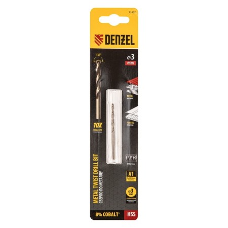 Denzel 71407, HSS CO-8%, 3 mm metal drill-3