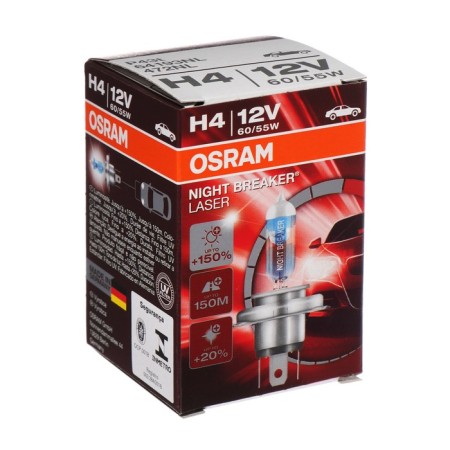 Car lamp Osram Night Laser H4 P43T, 12 V, 60/55 W,+150%, 4050K, 64193NLL-4