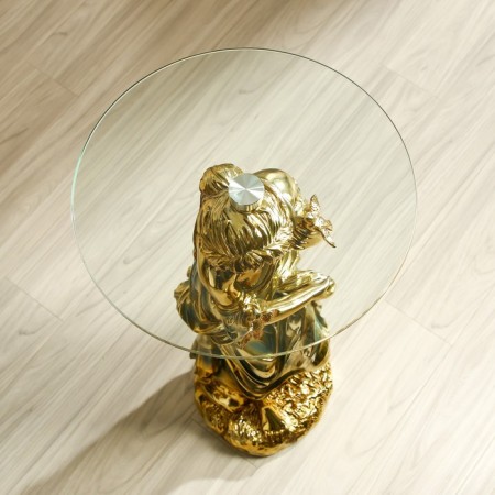 Decorative table "Girl with birds" gold 38x38x80 cm-4