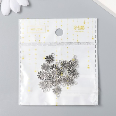 Decor for creativity Metal "Little Chamomile" silver 1x1.3 cm-3