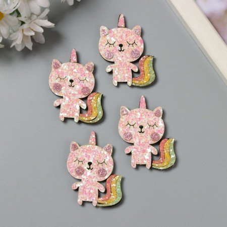 Decor for the creativity of the felt shine "Cat Unicorn" 5x4 cm-2