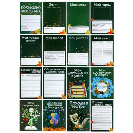 Lesets sheets for a schoolboy portfolio, 15 sections, 17 sheets of "rocket", in a folder-1