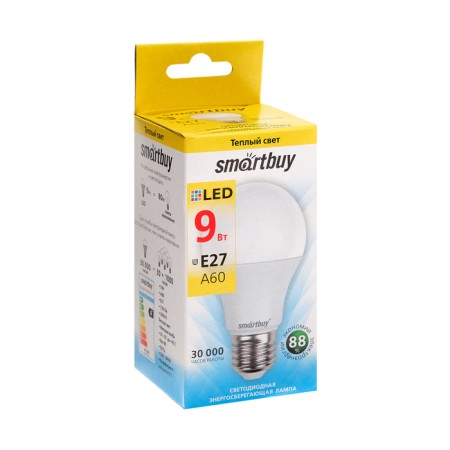 Smartbuy, E27, A60, 9 W, 3000 K, warm white light lamp-2