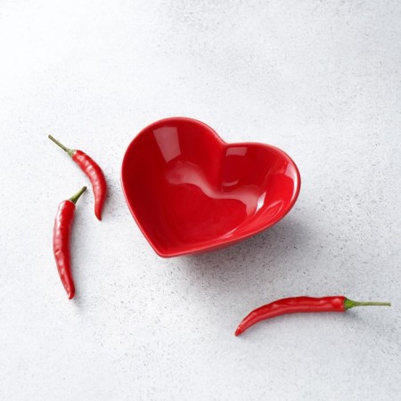 Ceramic Daramic Saladnik "Heart", 130 ml, 12.5 × 11.5 cm, red color-5