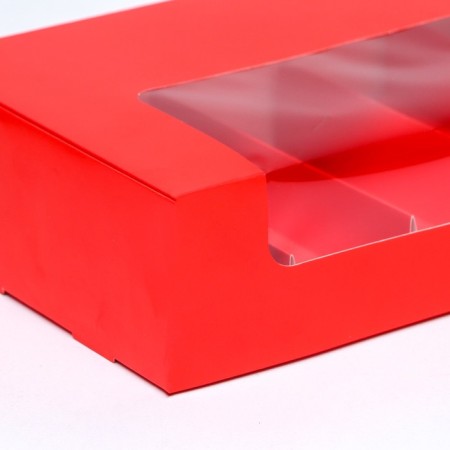 Folding box with a window under 5 eclairs red, 25 x 15 x 6.6 cm-2