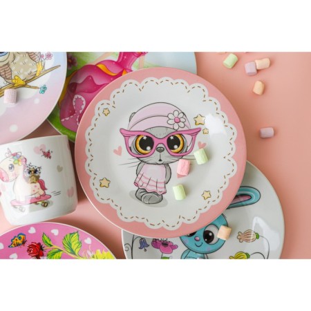 Plate Ceramic Daula "Cat", d = 17.5 cm, white color-7