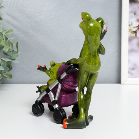 Souvenir Polystone Lak "Frog - Mommy with a baby in a stroller" MIX 16.7x6.3x15.5 cm-3