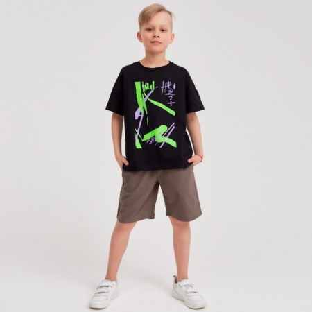 T -shirt Children's Minaku Graffiti, black color, height 110-4