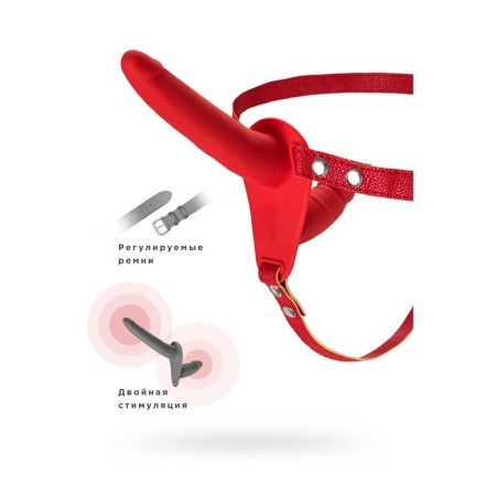 Strapon at the Black & Red BY Toyfa, silicone, 24 cm, red color red-3