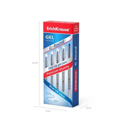 Gel pen Erichkrause G-RUND, node 0.5 mm, blue ink, letter line length 1000 meters-4