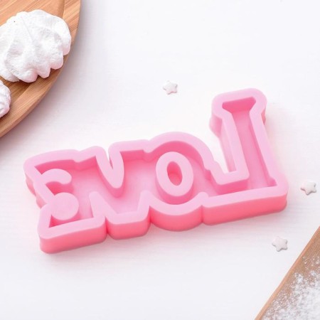 Mold "Love", silicone, 14.5 × 7.5 cm, pink color-2