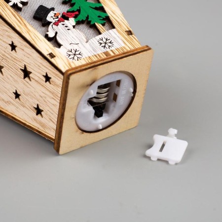 Christmas tree toy "Lantern with a snowman", from batteries, a glow of warm white-4