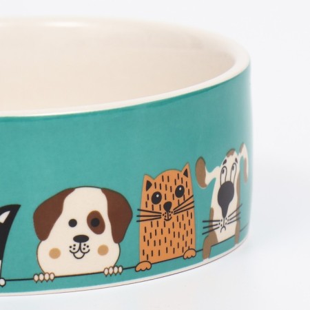 Ceramic bowl "cats-dogs" on a blue background 250ml, 11.5 x 5 cm-3