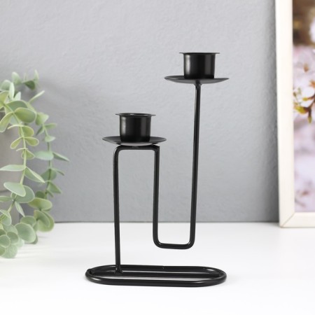 Summary metal for 2 candles "Curve line" d = 2 cm black 11.5x6x17 cm-1