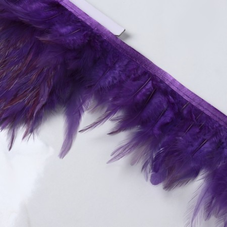 Braid with feathers of a rooster, 10-15 cm, 5 ± 0.5 m, purple color-1