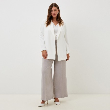 Women's jacket with a belt Mist Plus-Size, r.54, white-1