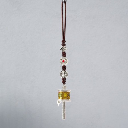 Suspension Metal "Prayer Wheel Nine Bagua palaces" 3x2.5x20 cm-1