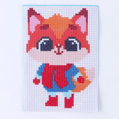 Set for creativity. New Year's embroidery with a cross "New Year! Red fox ", 14 x 10 cm-3