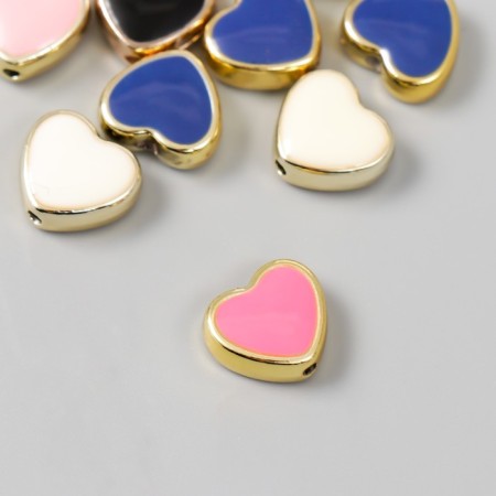 A set of beads for creativity plastic "Hearts, Bright gloss" mix 10 pcs 1.2x1.2 cm-1