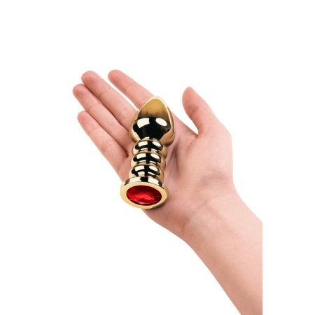 Anal plug Metal by Toyfa, golden, ruby, 10.5 cm, d = 4 cm-3