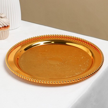 Serving tray "luxury", d = 31.5 cm, gold color-2