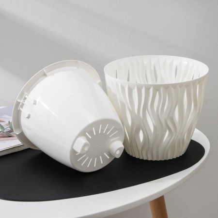 Kashpo for flowers with an insert "Inspiration", 3 l, white color-3