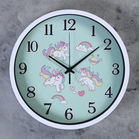 Children's wall clock "Unicorn", smooth move, D-30 cm