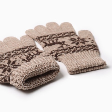 Single -layer woolen gloves, beige color, size m-2