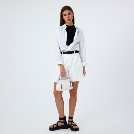 Bag Cross-Bodi with a zipper, white color-8