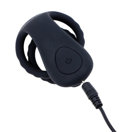 The erection ring of the oka-hoods, double, with vibration stimulation, Soft silicone, black-5