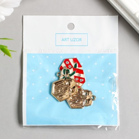Decor for creativity Metal "Gift" enamel, rhinestones 2.5x1.8 cm-2