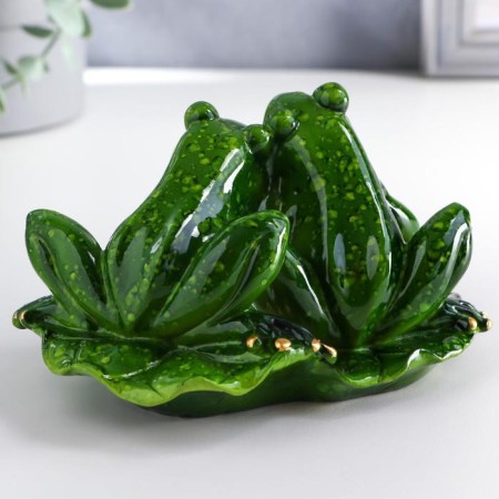 Souvenir Polystone Lak "Frog on the sheet" 8.5x14x9.5 cm-2