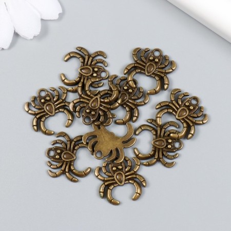 Decor for creativity Metal "Spider" set 10 pcs bronze 1.8x1.8 cm-2