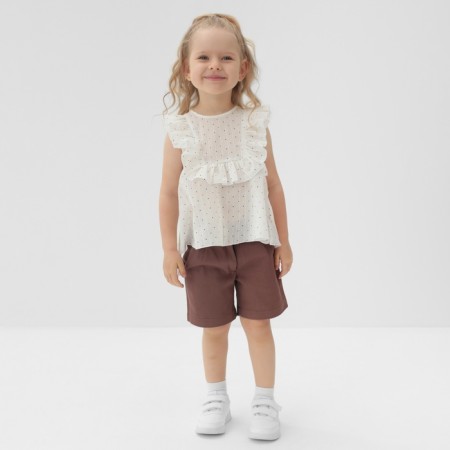 Blouse for Minaku girl, white color, height 128 cm-2