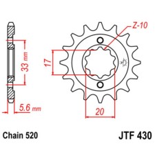 Звезда ведущая JTF430-13, JT sprockets, цепь 520, 13 зубьев