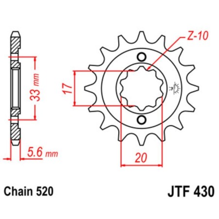 Leading star JTF430-13, JT SPROCKETS, circuit 520, 13 teeth