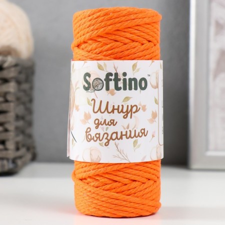 Knitting cord 100% cotton, width 3mm 25m 80g "orange" 4.5x4.5x10 cm