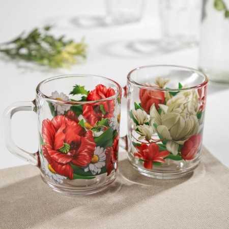 Glass mug "Flower itself", 250 ml, MIX drawing-3